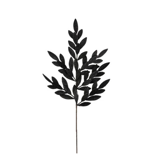 Black Glitter Bay Leaf Spray – 32" Artificial Leaf Stem-XS235302 Craig Bachman