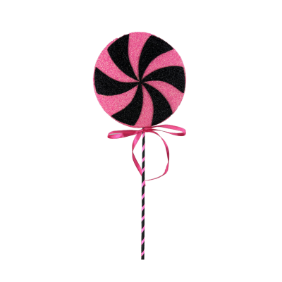 Whimsical Black and Pink Lollipop Pick | 17" Glitter Candy Decor by TCT Crafts - 57046BT Liberty Floral