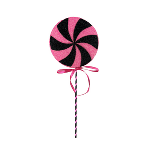 Whimsical Black and Pink Lollipop Pick | 17" Glitter Candy Decor by TCT Crafts - 57136BT