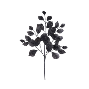 Artificial Black Rose Leaf Spray — 28 Inch Halloween Wreath Supply and Dark Floral Greenery Stem-FG663302 Craig Bachman