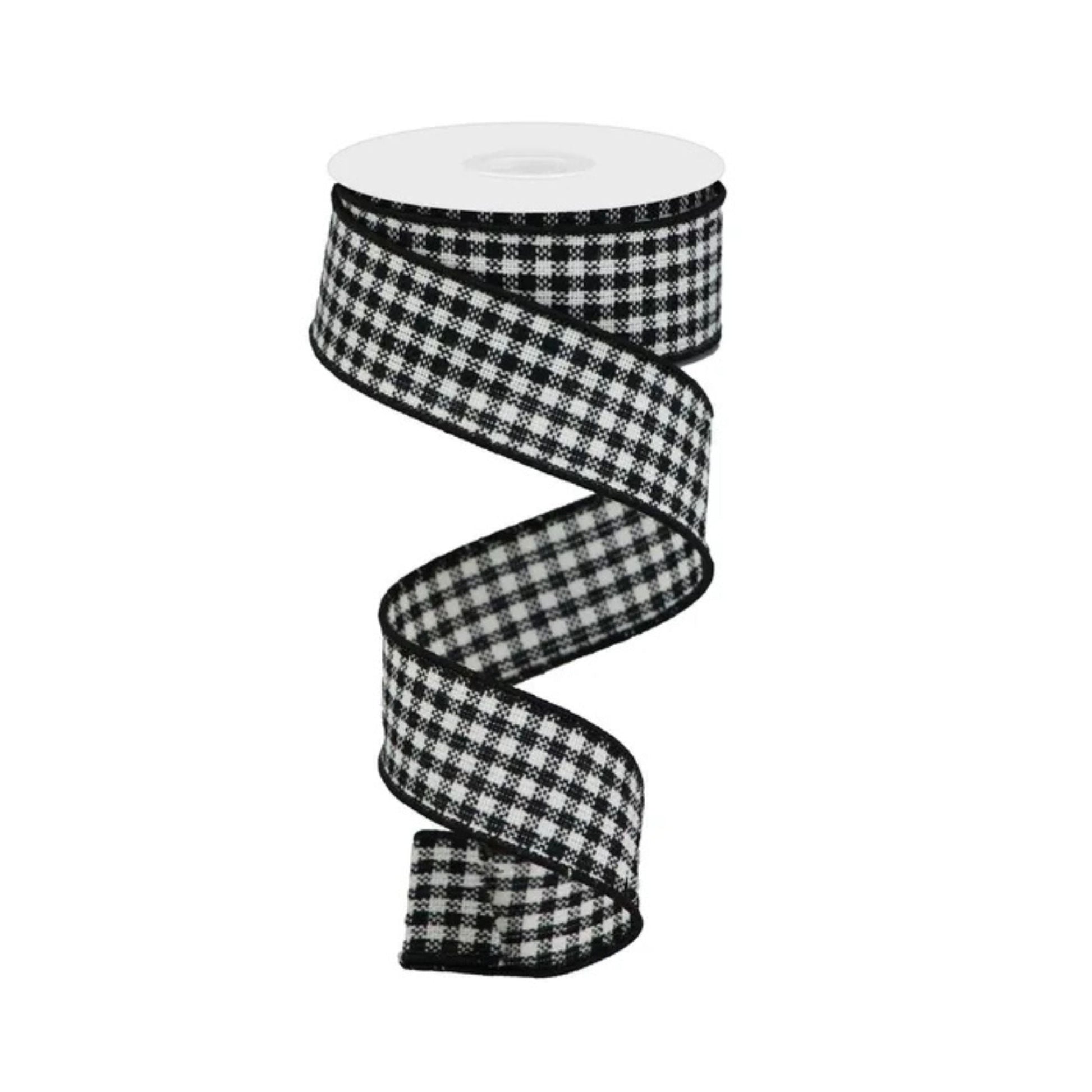 Black White Mini Check Ribbon 1.5 Inch x 10 Yards-RGA1922X6 Craig Bachman