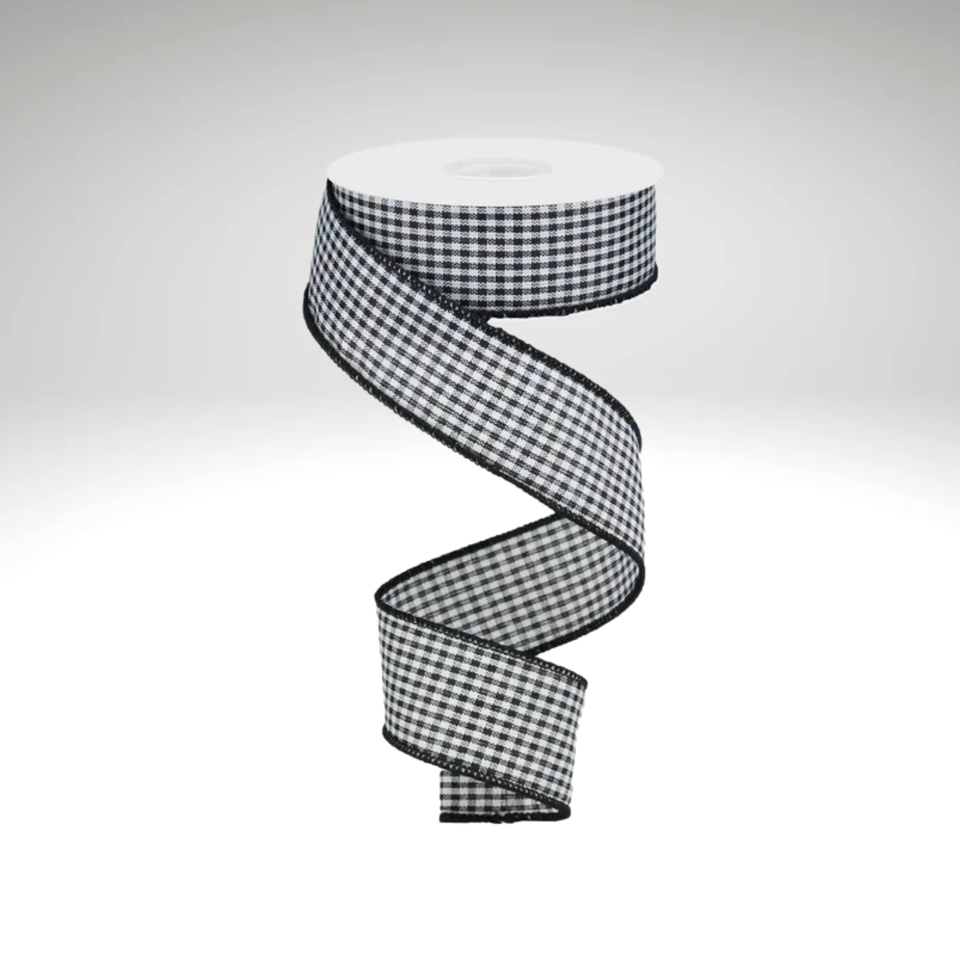 Mini Gingham Check Wired Ribbon – 1.5"x10yd Black/White-RGA1094CF Craig Bachman