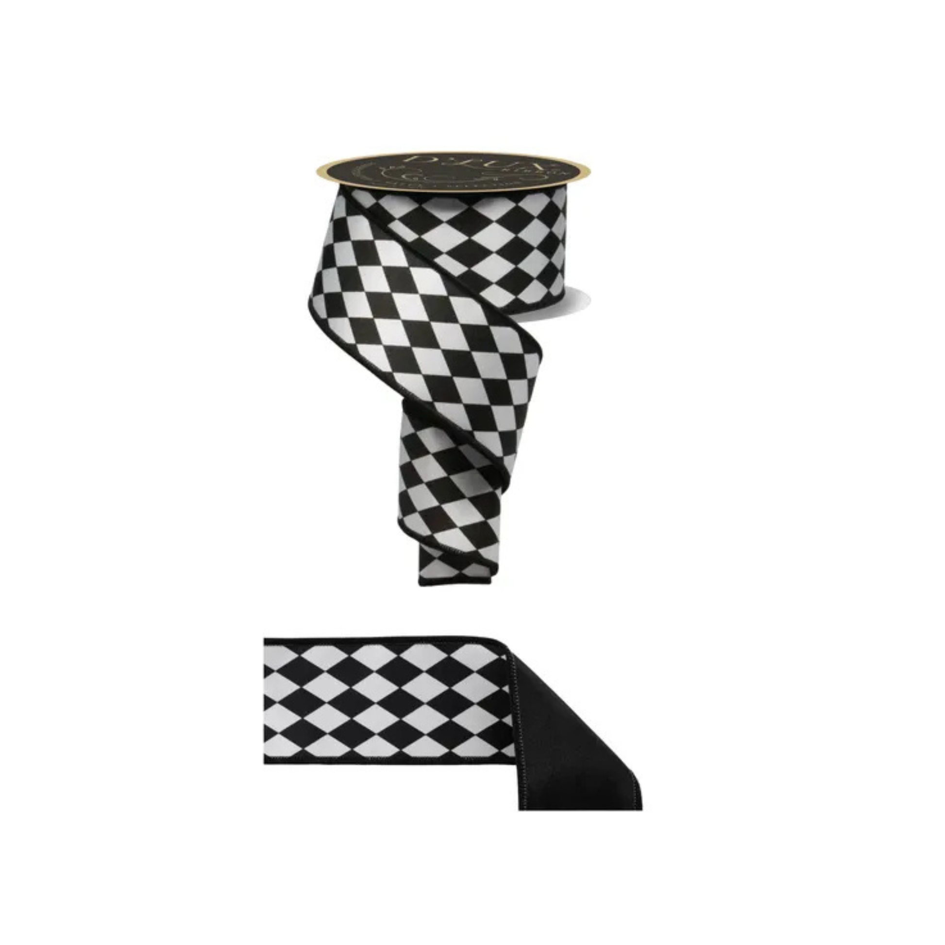 Black & White Harlequin Double-Sided Wired Ribbon 2.5"x10yd-LX305302 Craig Bachman