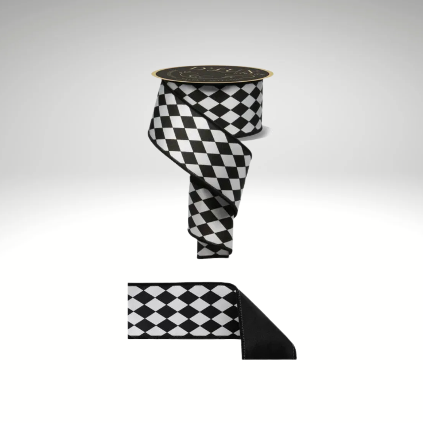 Black & White Harlequin Double-Sided Wired Ribbon 2.5"x10yd-LX305302 Craig Bachman