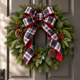D'Lux .Black White Red Plaid Dupioni Ribbon | Wired Christmas Plaid Ribbon | 2.5" x 10yd-LX6012X6 Craig Bachman