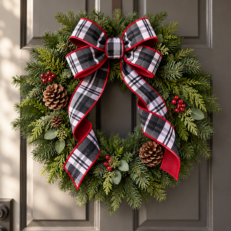 D'Lux .Black White Red Plaid Dupioni Ribbon | Wired Christmas Plaid Ribbon | 2.5" x 10yd-LX6012X6 Craig Bachman
