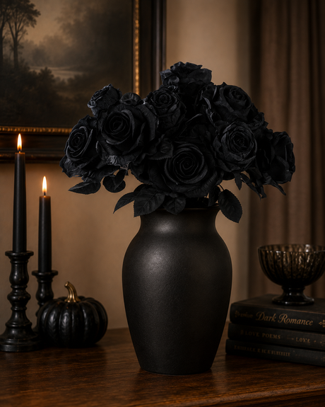 Black Rose Bush – 20" Artificial Fabric Roses & Buds-FN171902 Craig Bachman