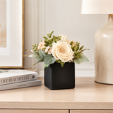 4.75" Square Matte Black Ceramic Vase – Modern Floral Container for Centerpieces & Minimalist Home Decor-92170-56 Pioneer Imports