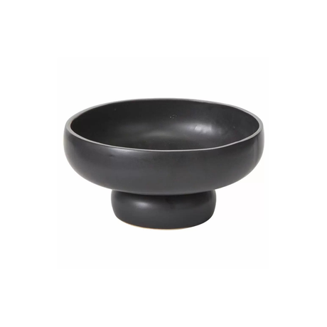 Black Ceramic Compote Bowl — 7.75 Inch Matte Black Pedestal Bowl-97316-55 Pioneer Imports