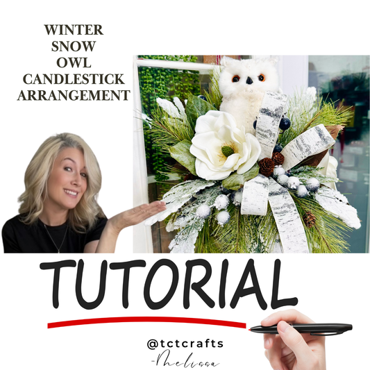 Digital Download: Winter Snow Owl Candlestick Arrangement | PDF + Video Link | DIY Craft Tutorial TCT Crafts