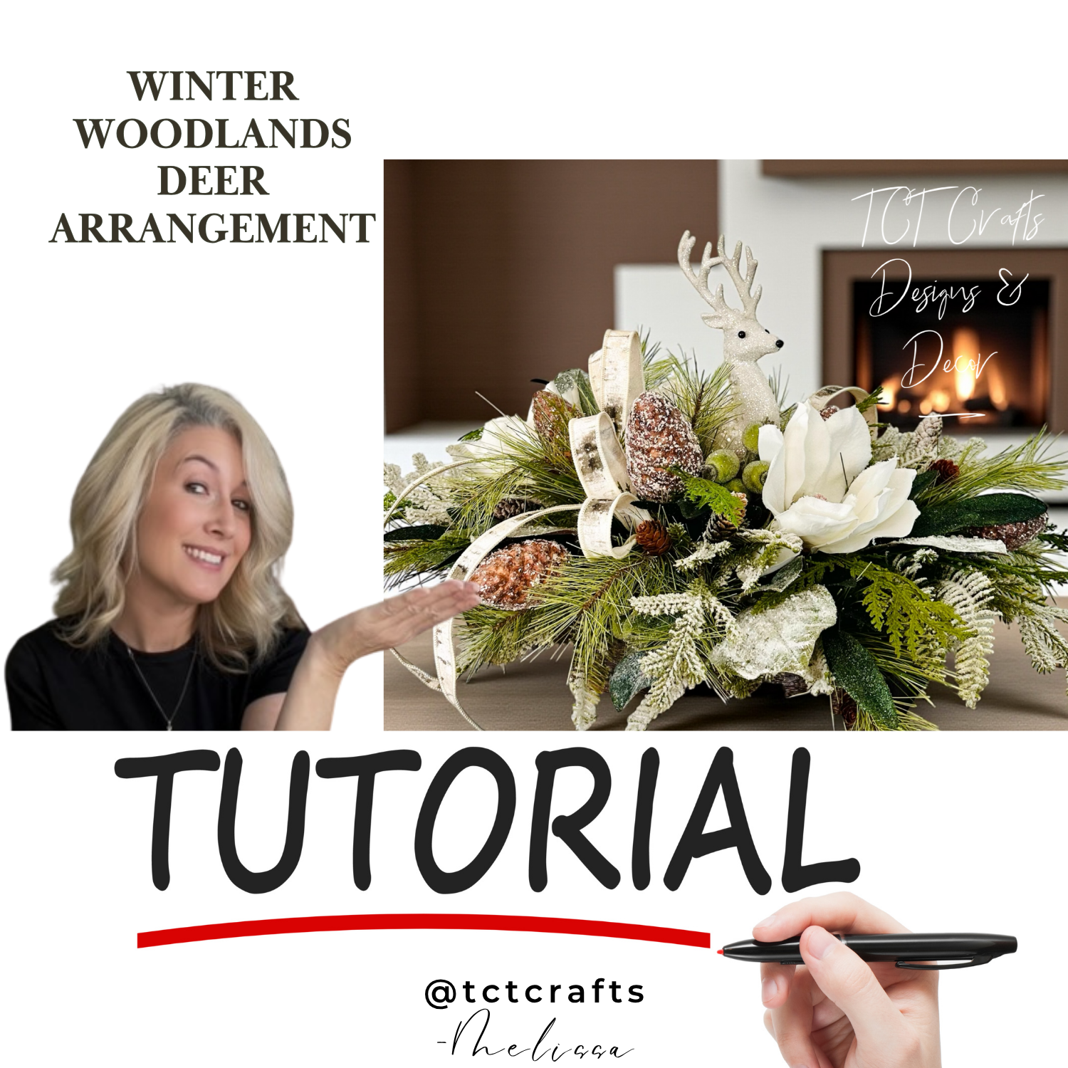 Digital Download: Winter Woodlands Deer Arrangement | PDF + Video Link | DIY Craft Tutorial (Copy) TCT Crafts