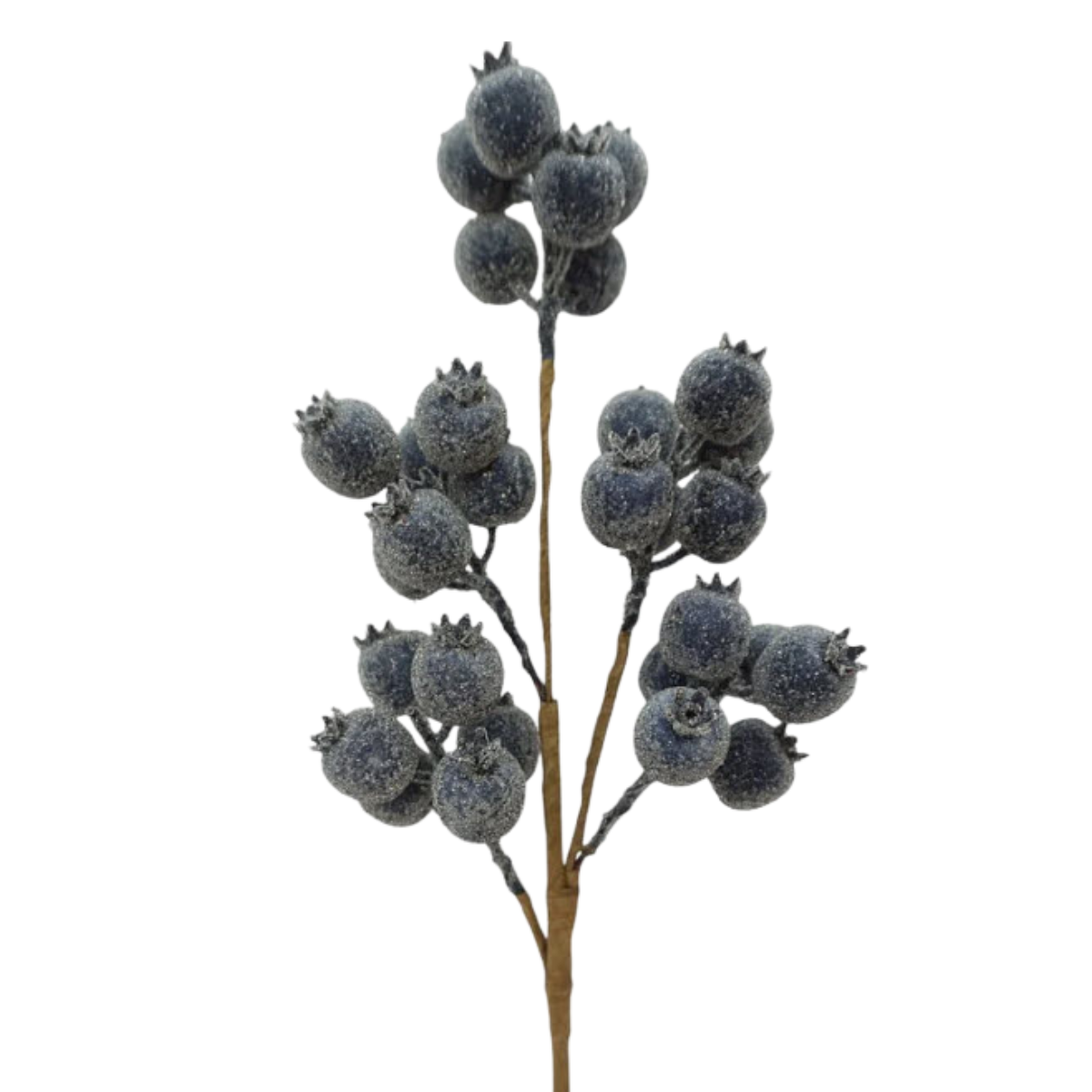 Blue Berry Spray | Iced Glitter Christmas Berry Pick | 21" Spray-255729 Direct Export