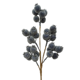 Blue Berry Spray | Iced Glitter Christmas Berry Pick | 21" Spray-255729 Direct Export