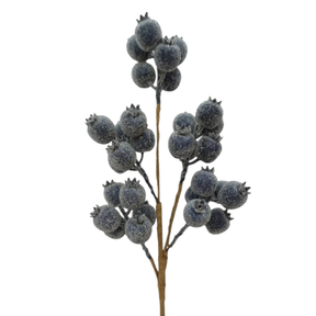 Blue Berry Spray | Iced Glitter Christmas Berry Pick | 21" Spray-255729 Direct Export