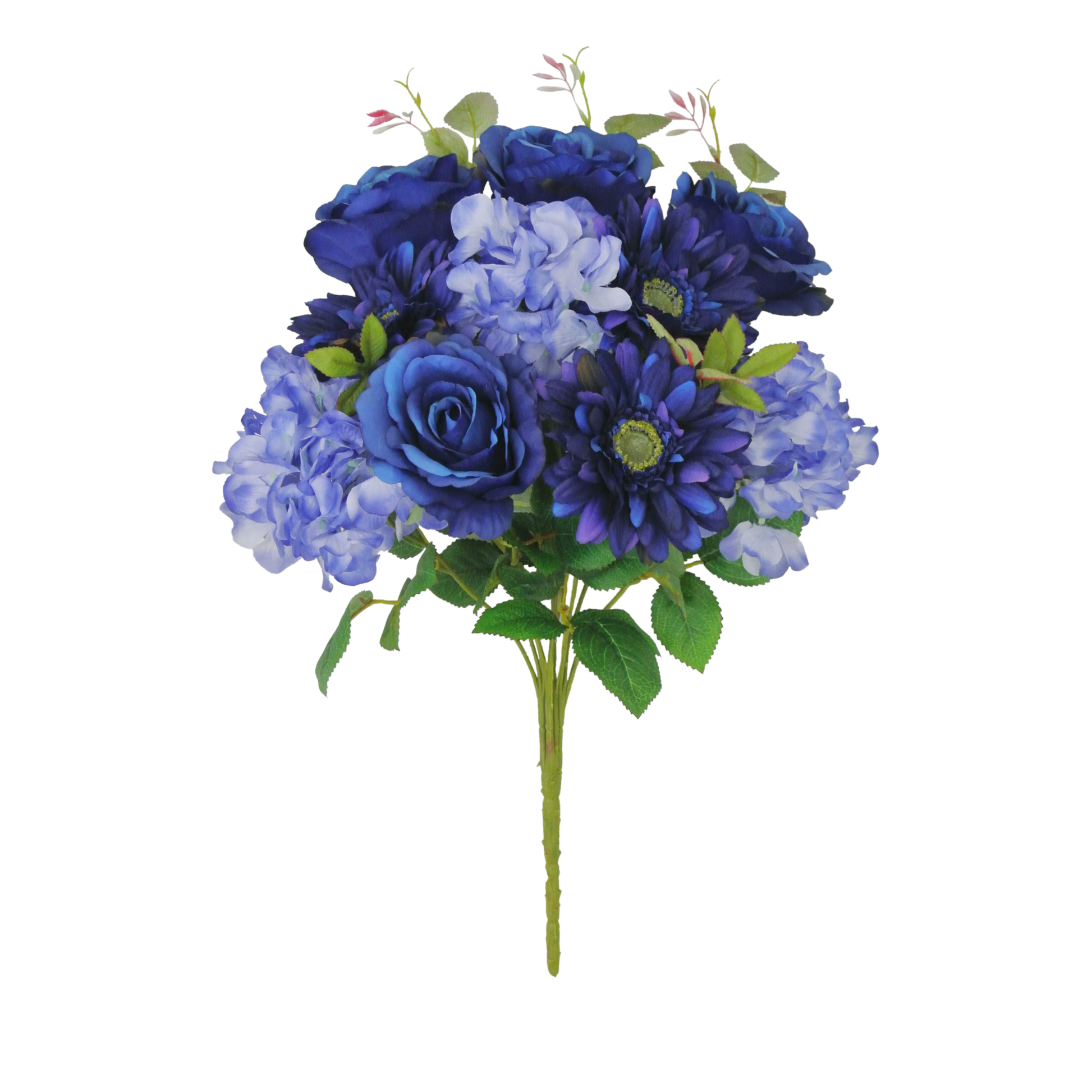 20 Inch Blue Rose Hydrangea Bush Artificial Floral Stem for Arrangements-60126 RO.BLUE Golden Bell