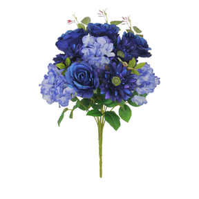 20 Inch Blue Rose Hydrangea Bush Artificial Floral Stem for Arrangements-60126 RO.BLUE Golden Bell