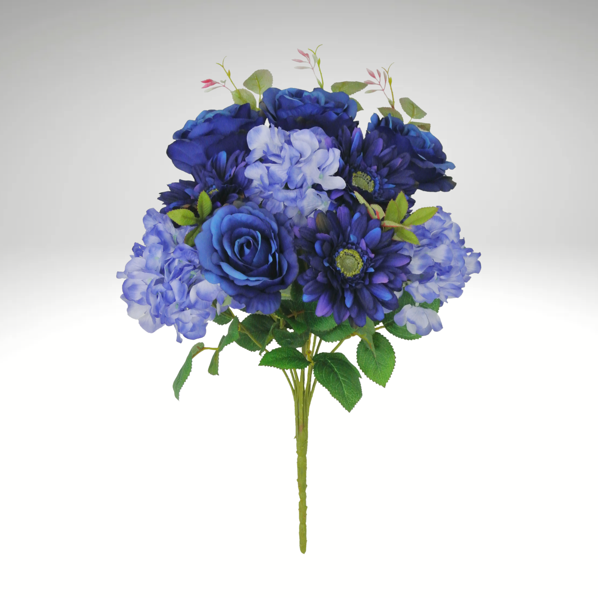 20 Inch Blue Rose Hydrangea Bush Artificial Floral Stem for Arrangements-60126 RO.BLUE Golden Bell