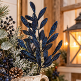Navy Blue Glitter Laurel Leaf Spray 27"-86483NVBL Liberty Floral