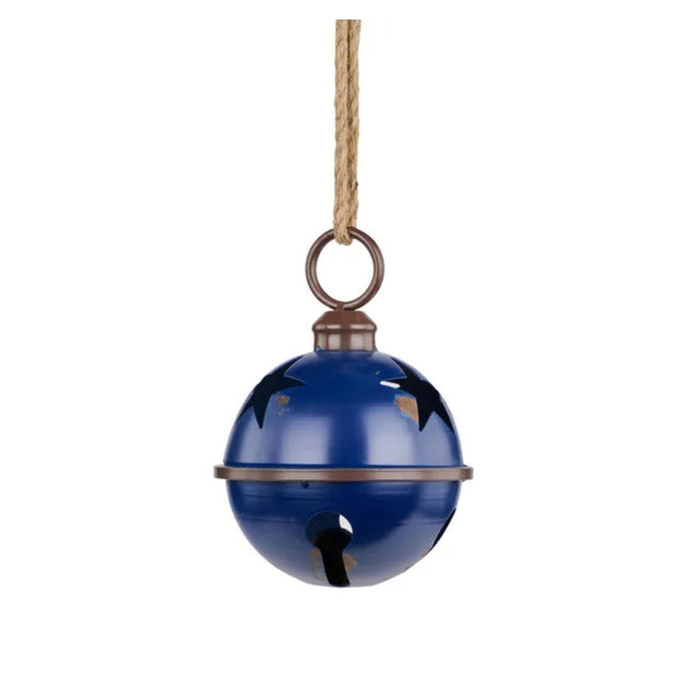 Blue Tin Jingle Bell Ornament 7 Inch Rustic Decor-XC422119 Craig Bachman
