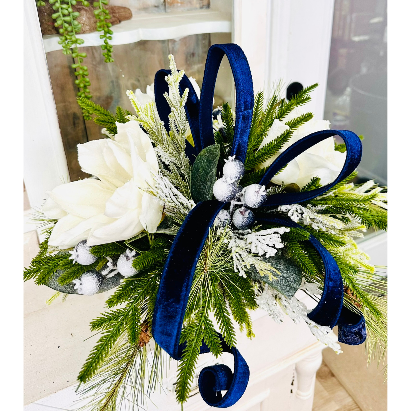 Blue Magnolia Winter Arrangement – Elegant Christmas or Hanukkah Centerpiece TCT Crafts