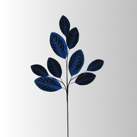 Blue Glitter Magnolia Leaf Spray — 32 Inch Holiday Stem-65706-BL Golden Bell