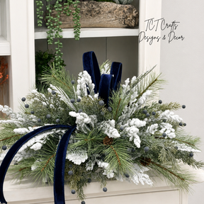 Blue White Christmas Centerpiece in White Dough Bowl — Holiday and Hanukkah Arrangement TCT Crafts