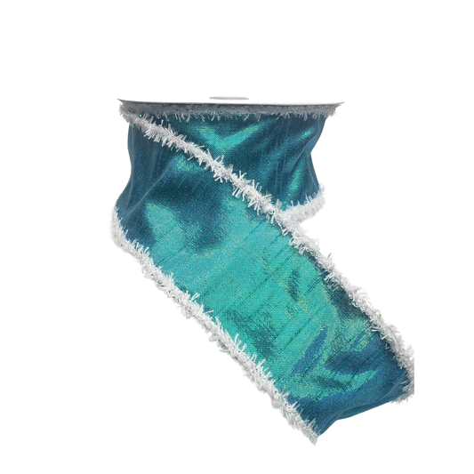 Iridescent Teal White Wired Ribbon 2.5 Inch x 10 Yard Christmas Ribbon-RG08722XC Craig Bachman