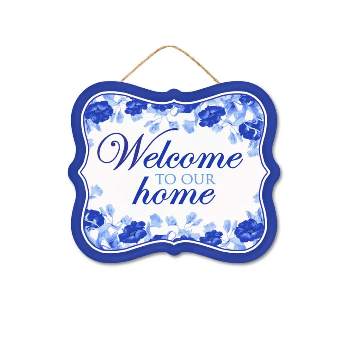Blue and White Floral Welcome Sign for Front Door-AP736725 Craig Bachman