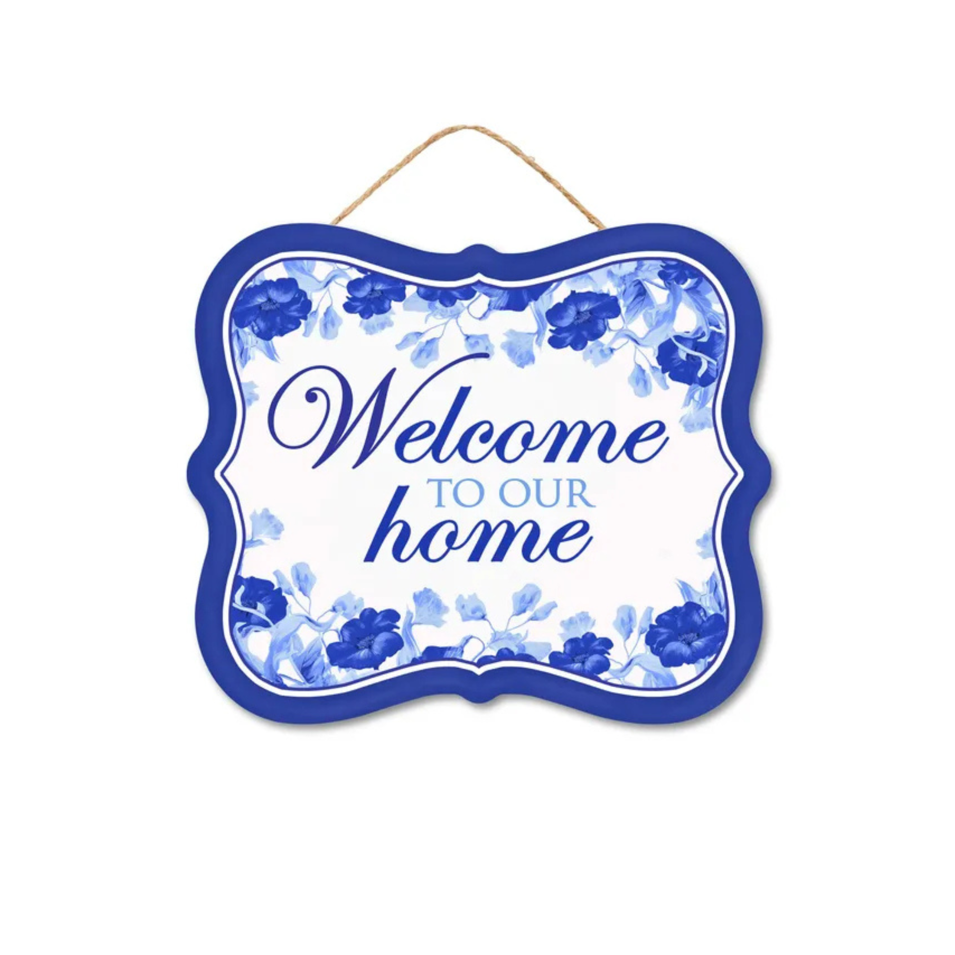 Blue and White Floral Welcome Sign for Front Door-AP736725 Craig Bachman
