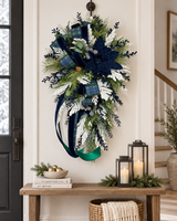 Navy Blue Green Deluxe Designer Christmas Door Swag - 42"-2190 TCT Crafts Designs & Decor