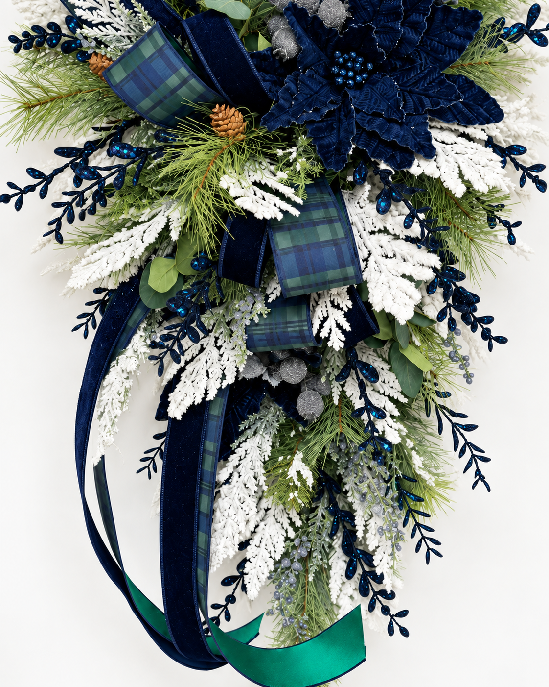 Navy Blue Green Deluxe Designer Christmas Door Swag - 42"-2190 TCT Crafts Designs & Decor