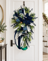 Navy Blue Green Deluxe Designer Christmas Door Swag - 42"-2190 TCT Crafts Designs & Decor