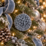 Iced Blue Berry Ball Ornament | Glittered Christmas Sphere | 6" Diameter-228950 Direct Export