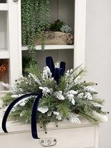 Blue White Christmas Centerpiece in White Dough Bowl — Holiday and Hanukkah Arrangement TCT Crafts