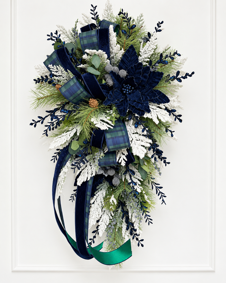 Navy Blue Green Deluxe Designer Christmas Door Swag - 42"-2190 TCT Crafts Designs & Decor