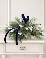 Blue White Christmas Centerpiece in White Dough Bowl — Holiday and Hanukkah Arrangement TCT Crafts