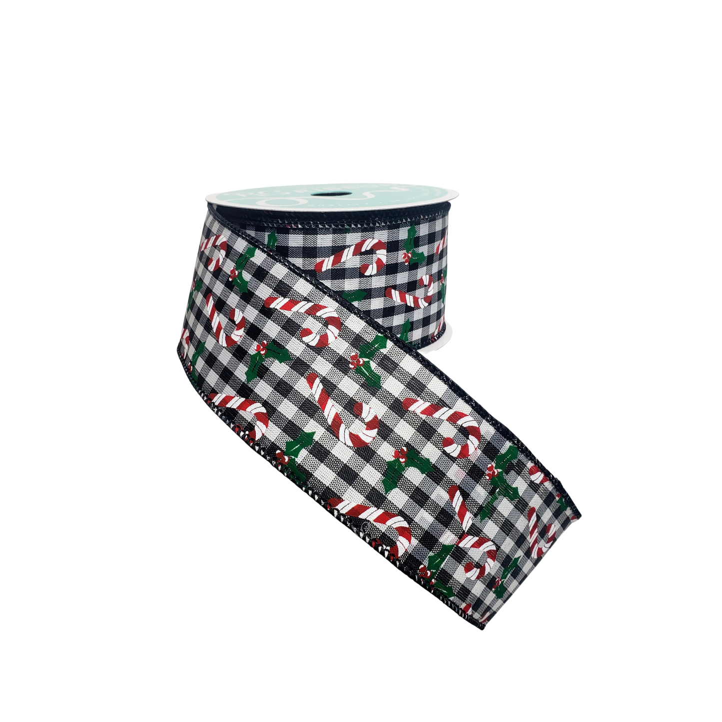 Candy Cane Holly Gingham Ribbon 2.5 Inch x 10 Yard Wired Christmas Ribbon-RGA1146L6 Craig Bachman