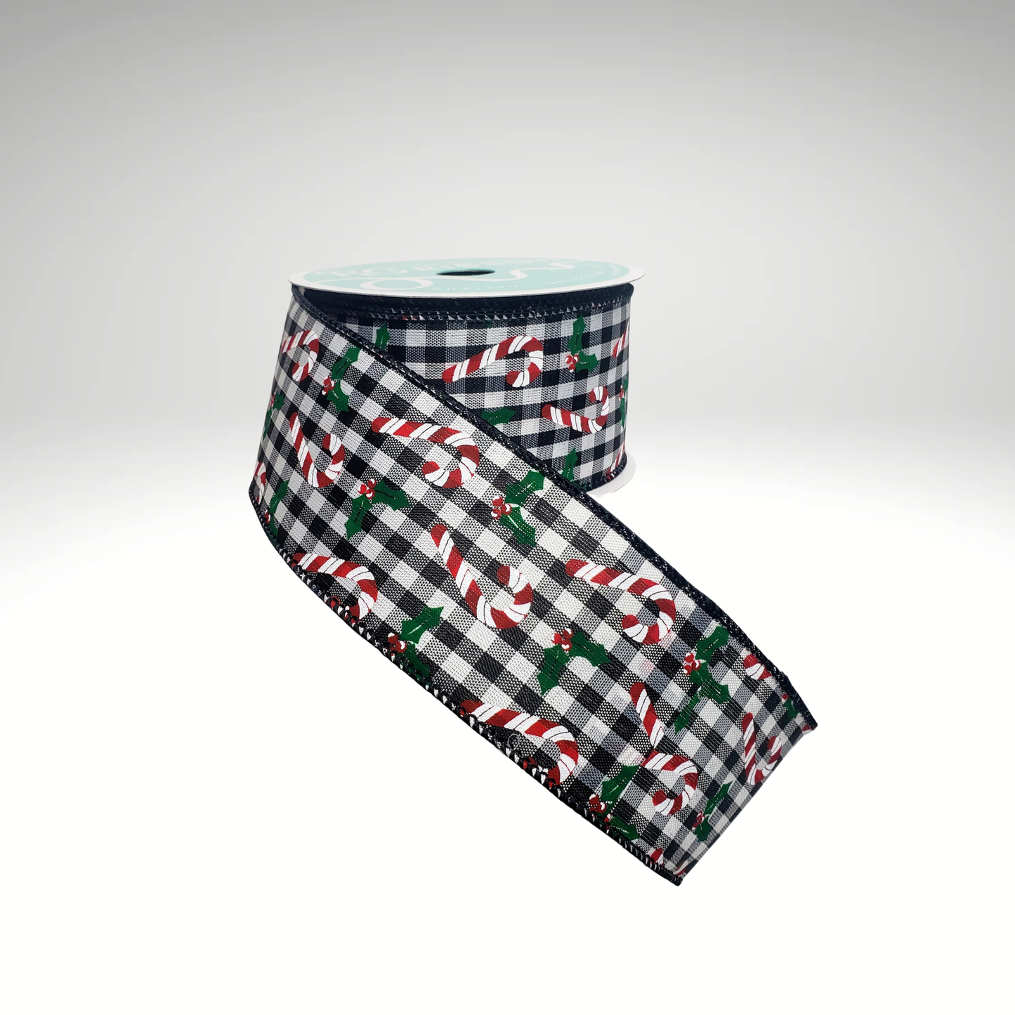 Candy Cane Holly Gingham Ribbon 2.5 Inch x 10 Yard Wired Christmas Ribbon-RGA1146L6 Craig Bachman