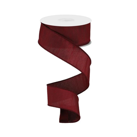 1.5"x10yd Burgundy Faux Dupioni Wired Ribbon – Elegant Red Ribbon for Wreaths & Bows-RD110405 Craig Bachman