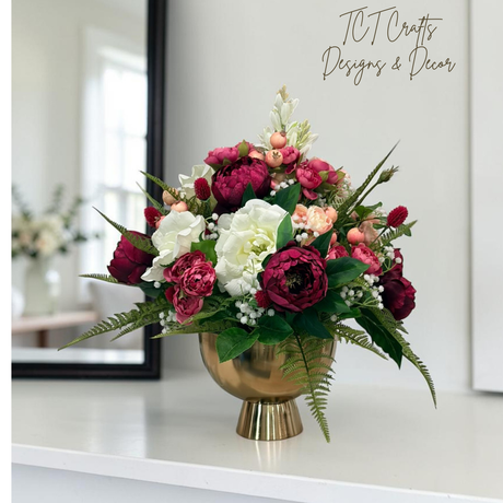 Burgundy Peony Floral Arrangement 20 Inch Decor TCT Crafts