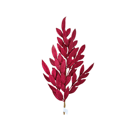 Burgundy Glitter Bay Leaf Spray 32 Inch Holiday Stem-XS235305 Craig Bachman