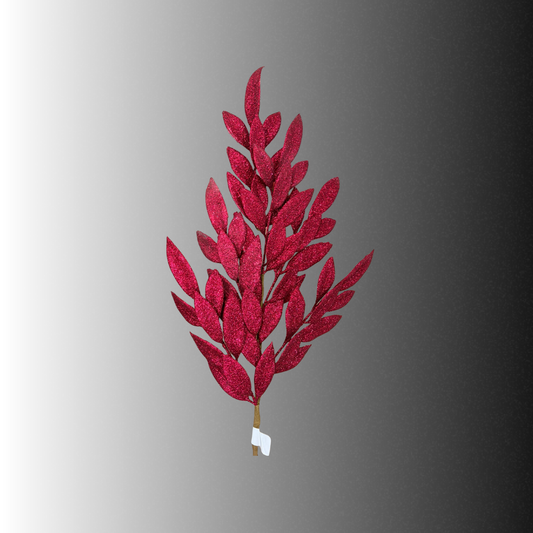 Burgundy Glitter Bay Leaf Spray 32 Inch Holiday Stem-XS235305 Craig Bachman
