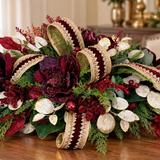 Burgundy & Gold Glam Christmas Centerpiece with Velvet Magnolias & D. Stevens Ribbon-2213 TCT Crafts