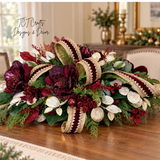 Burgundy & Gold Glam Christmas Centerpiece with Velvet Magnolias & D. Stevens Ribbon-2213 TCT Crafts