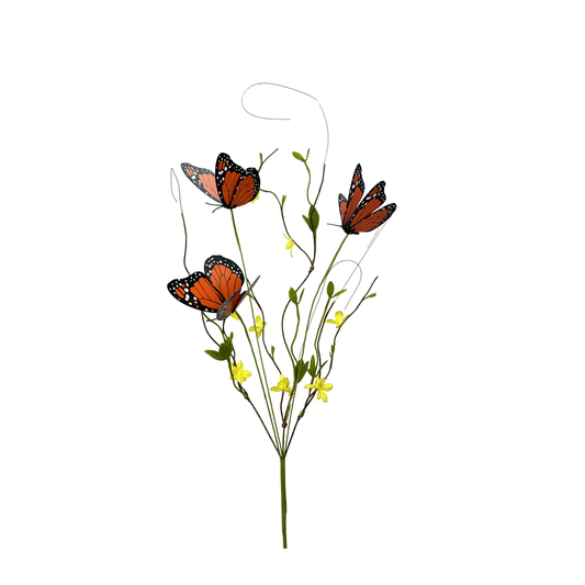 26" Butterfly Twig Spray | Spring Wreath Filler Stem-62474OR Liberty Floral
