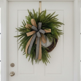 Farmhouse Green Fern Wreath on Grapevine Base for Everyday Front Door Decor TCT Crafts