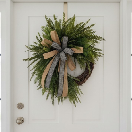 Farmhouse Green Fern Wreath on Grapevine Base for Everyday Front Door Decor TCT Crafts