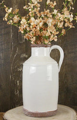 White Crackle Ceramic Pitcher Vase — 11.25 Inch Farmhouse Floral Container-CB696427 Craig Bachman