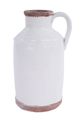 White Crackle Ceramic Pitcher Vase — 11.25 Inch Farmhouse Floral Container-CB696427 Craig Bachman