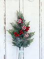 21.5 Inch Snowy Cedar Peppermint Spray with Red Berries for Christmas Decor-CS5015 Sims Pottery